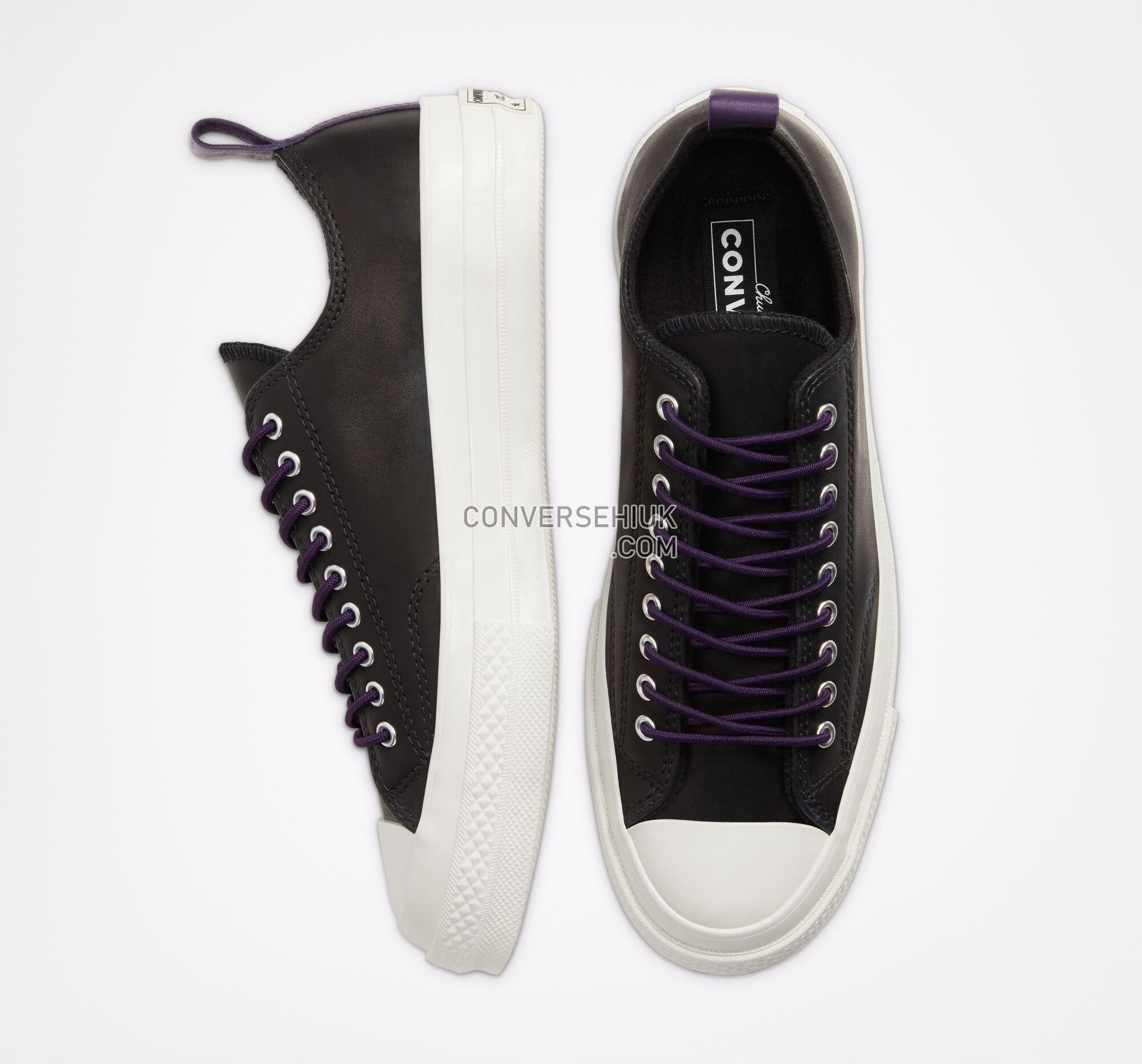 Converse Fleece-Lined Leather Chuck 70 Black/Grand Purple/Egret 166134C Shoes