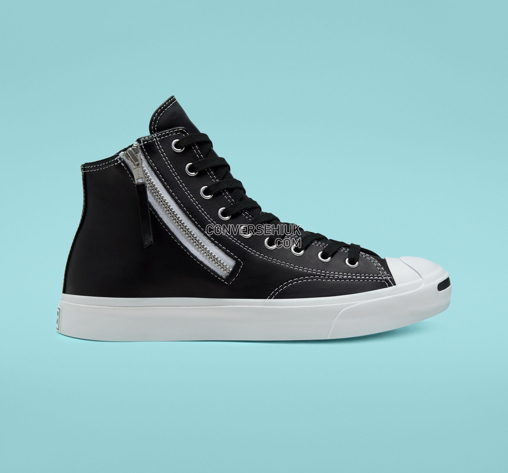 Converse Leather Side Zip Jack Purcell Black/Black/White 167327C Shoes