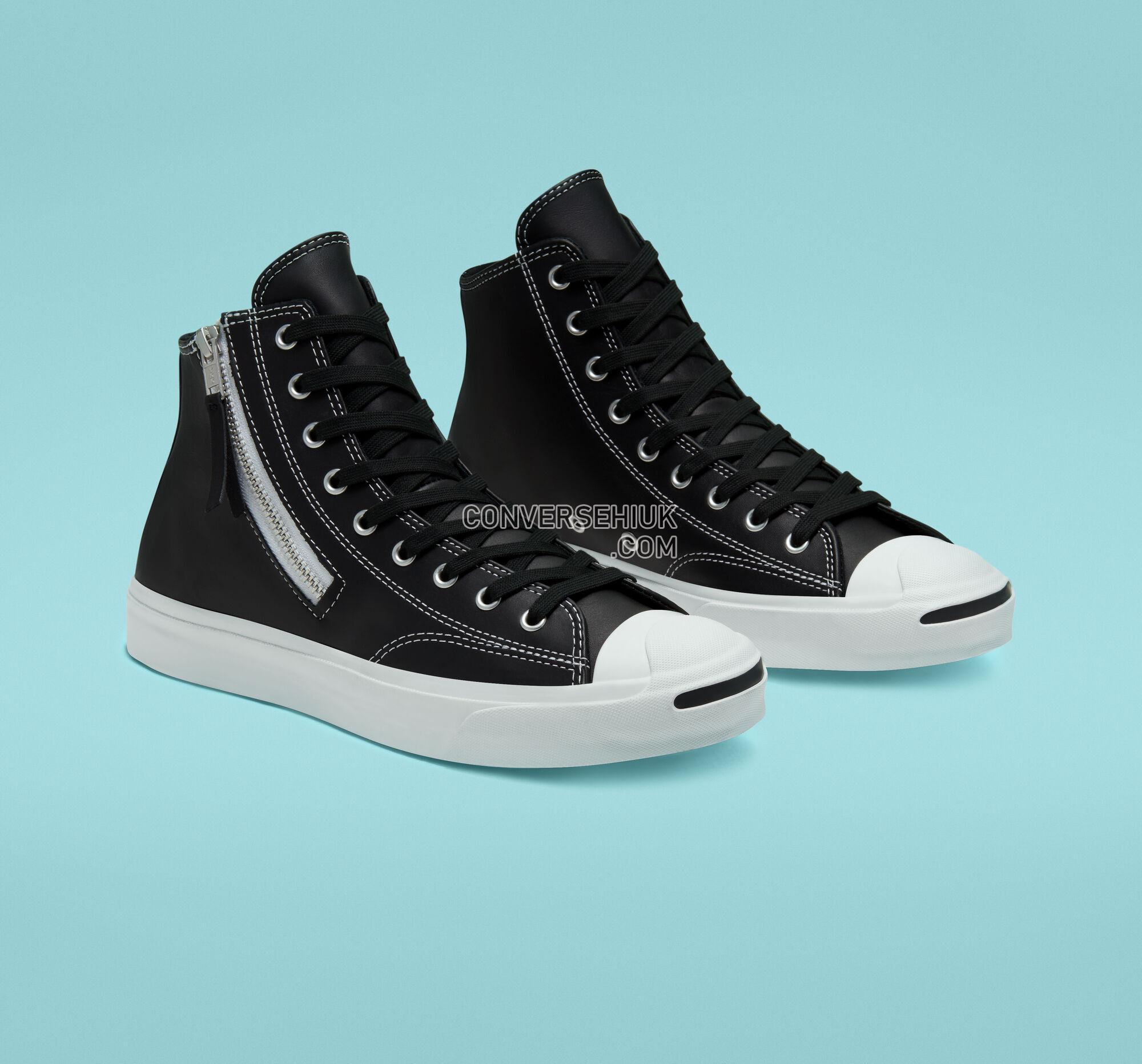 Converse Leather Side Zip Jack Purcell Black/Black/White 167327C Shoes