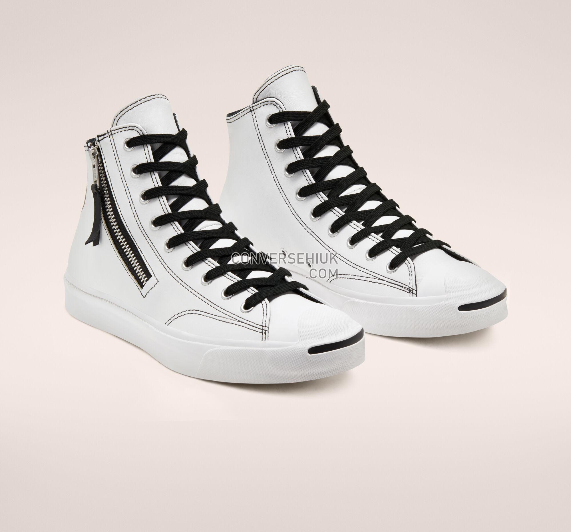 Converse Leather Side Zip Jack Purcell White/Black/White 167329C Shoes