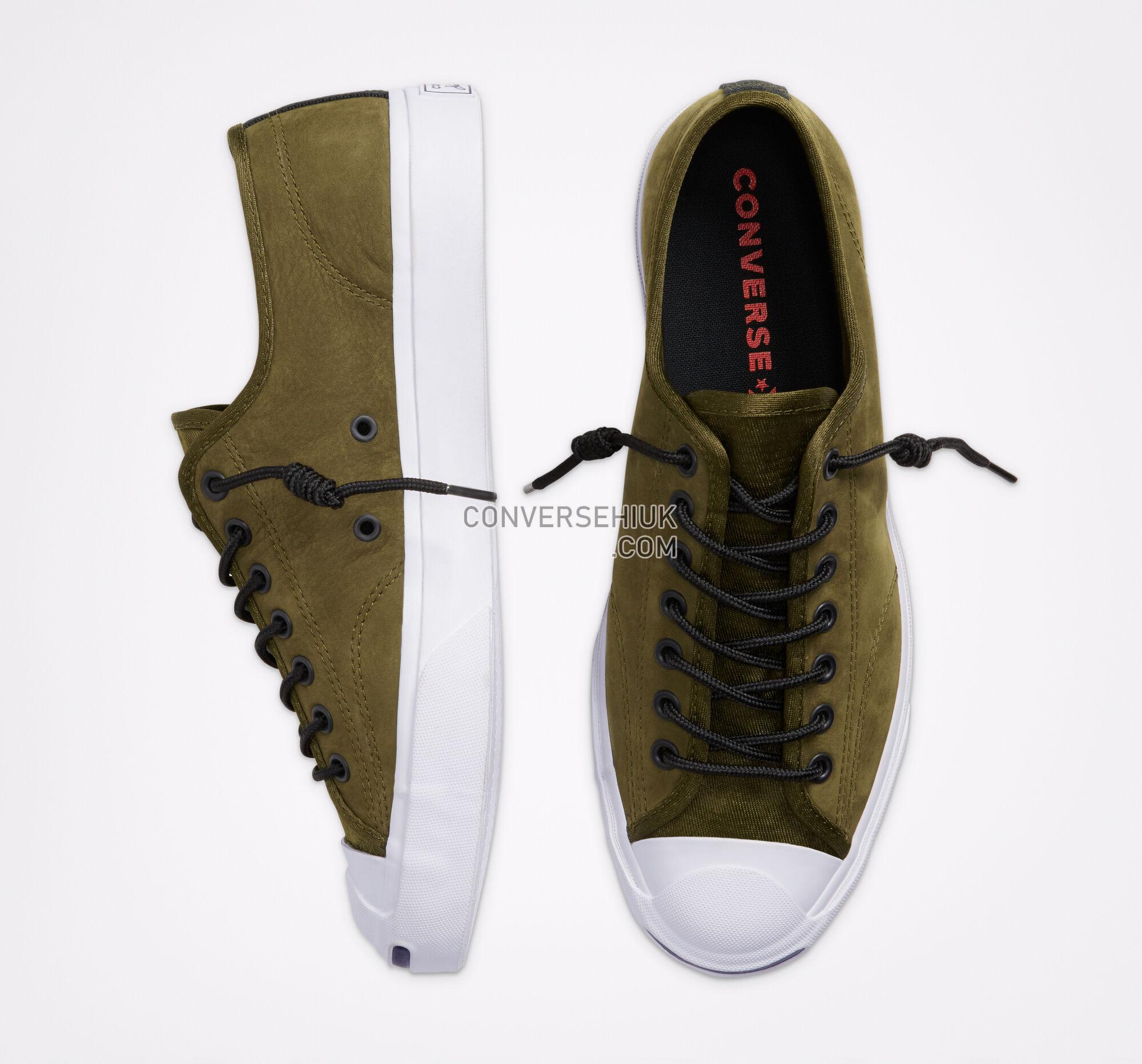 Converse Nubuck Leather Jack Purcell Surplus Olive/Black/White 166003C Shoes