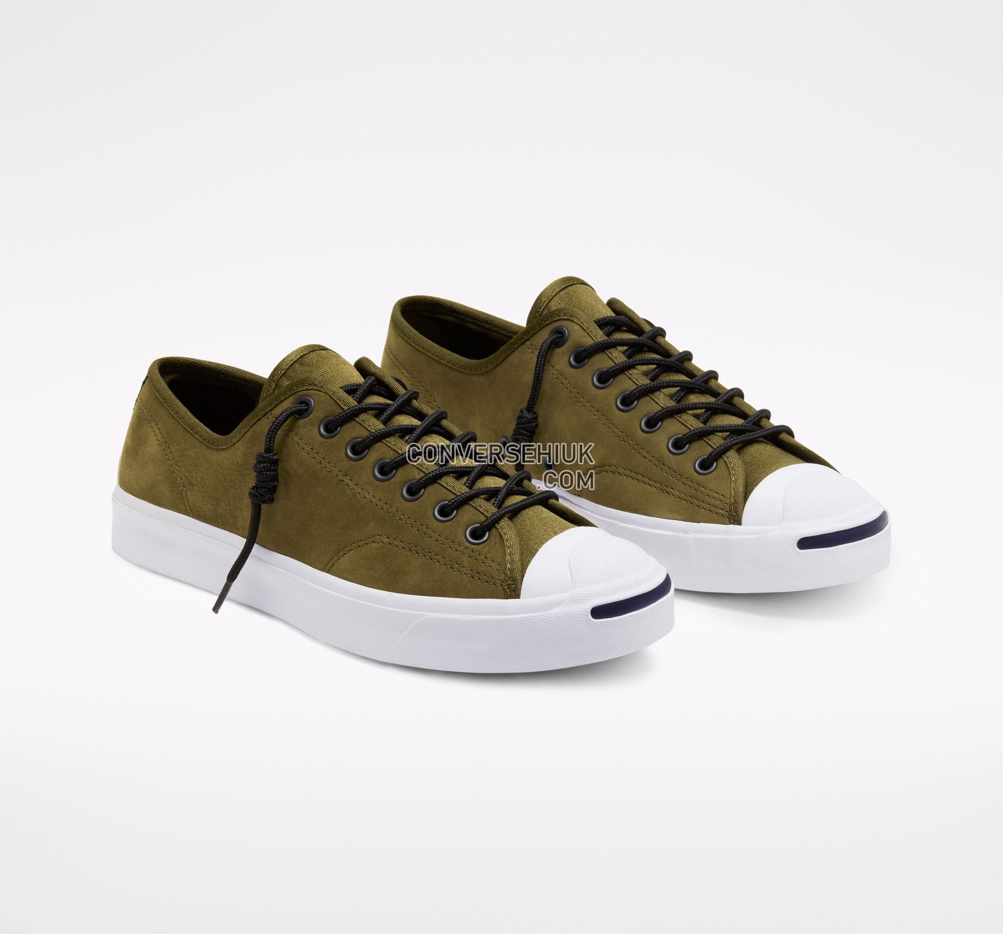 Converse Nubuck Leather Jack Purcell Surplus Olive/Black/White 166003C Shoes