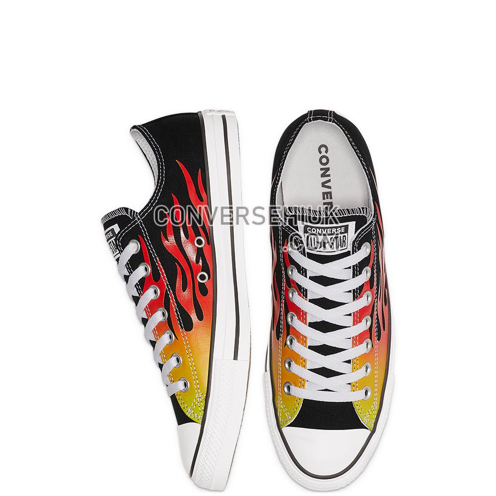 Converse Unisex Archive Print Chuck Taylor All Star Low Top Black/enamel Red/fresh Yellow 166259C Shoes