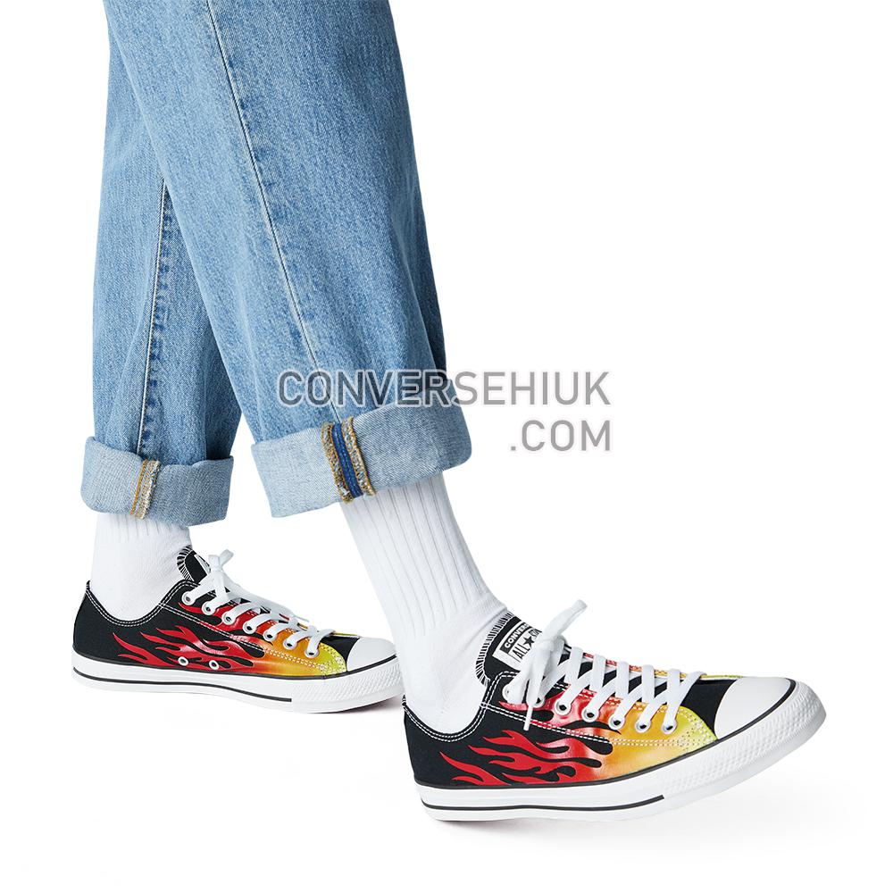 Converse Unisex Archive Print Chuck Taylor All Star Low Top Black/enamel Red/fresh Yellow 166259C Shoes