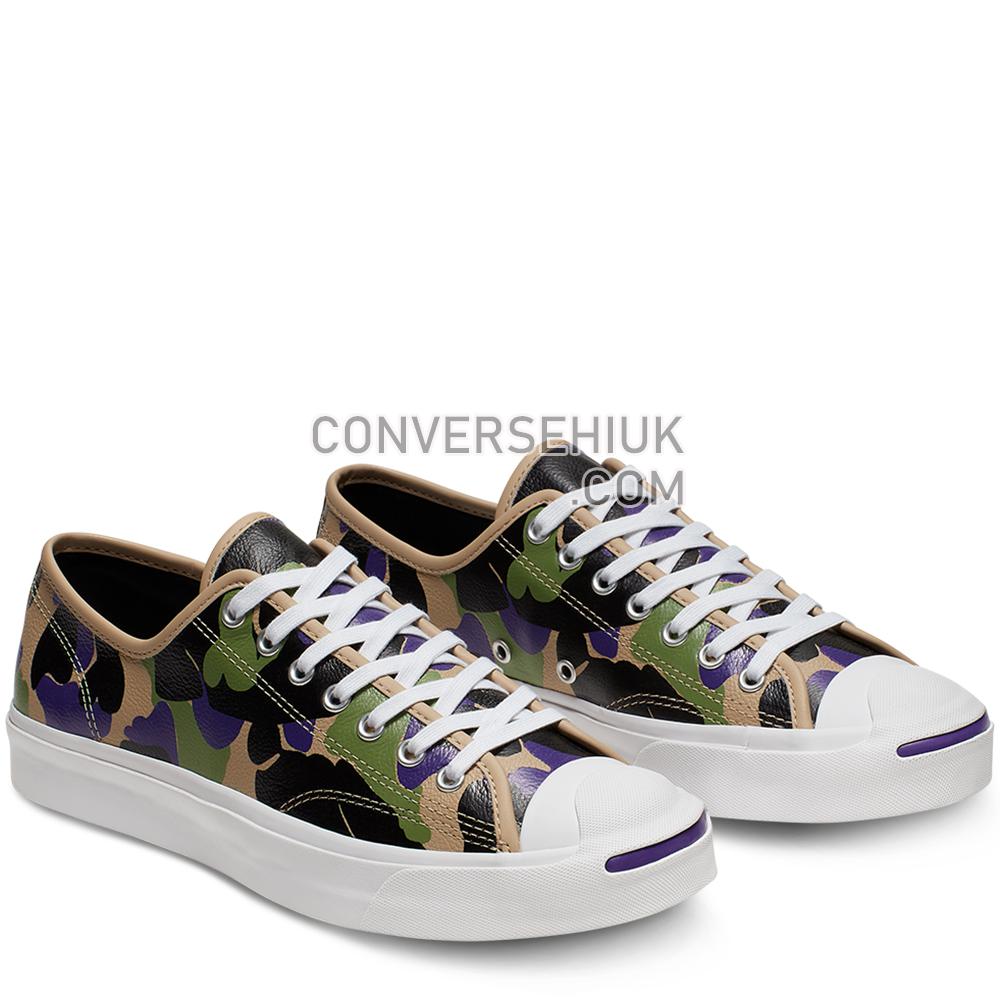 Converse Unisex Leather Archive Prints Jack Purcell Low Top Black/candied Ginger/court Pur 165963C Shoes