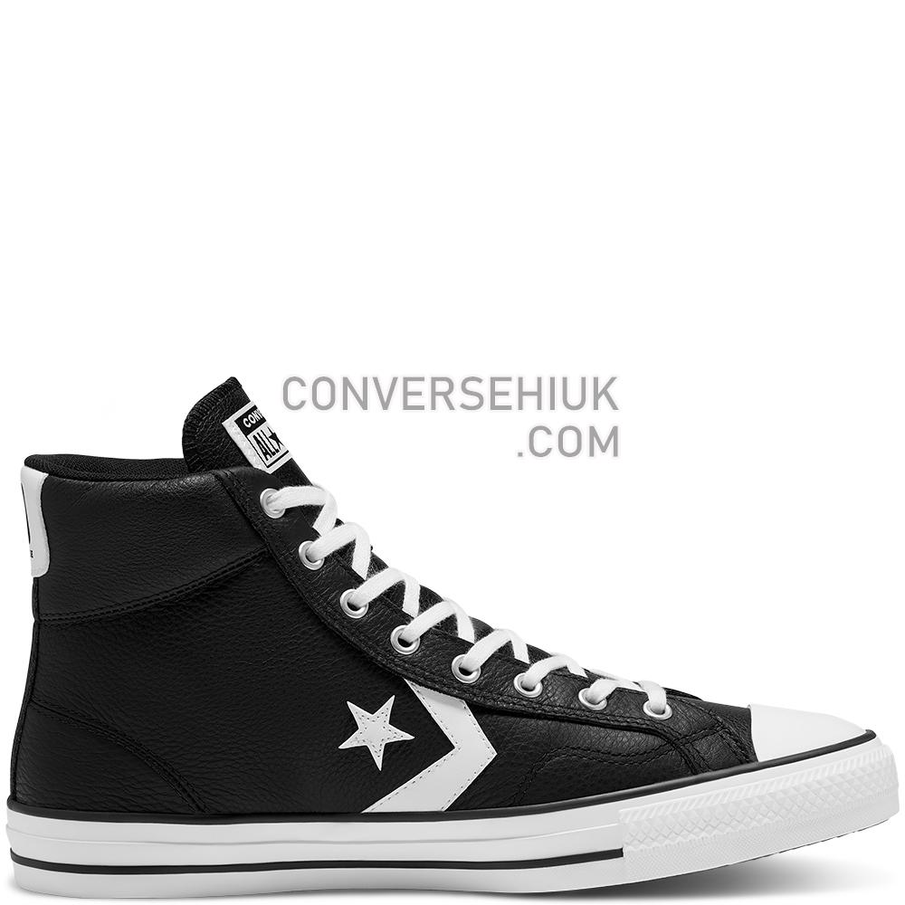 Converse Unisex Leather Star Player High Top Black/black/white 166226C Shoes