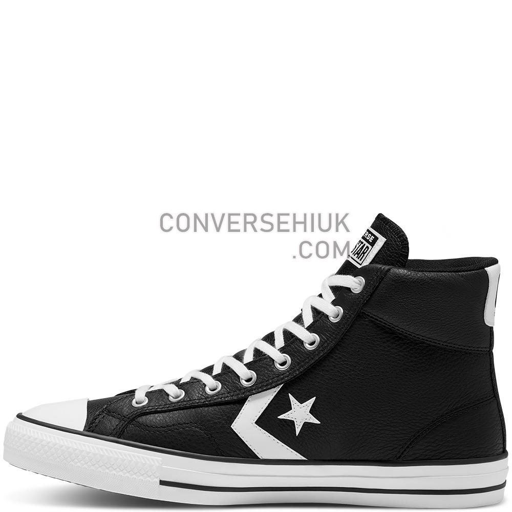 Converse Unisex Leather Star Player High Top Black/black/white 166226C Shoes