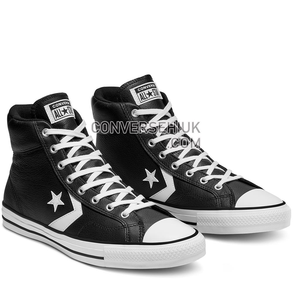 Converse Unisex Leather Star Player High Top Black/black/white 166226C Shoes