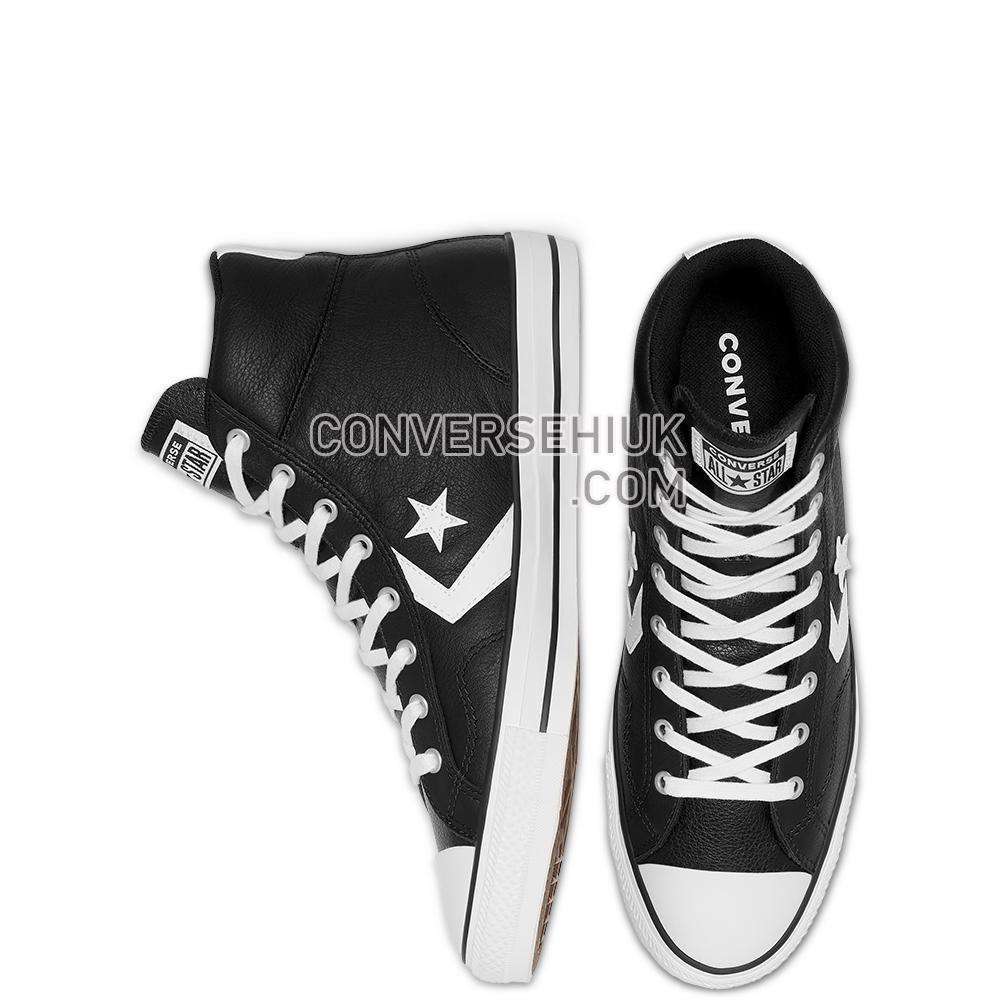 Converse Unisex Leather Star Player High Top Black/black/white 166226C Shoes