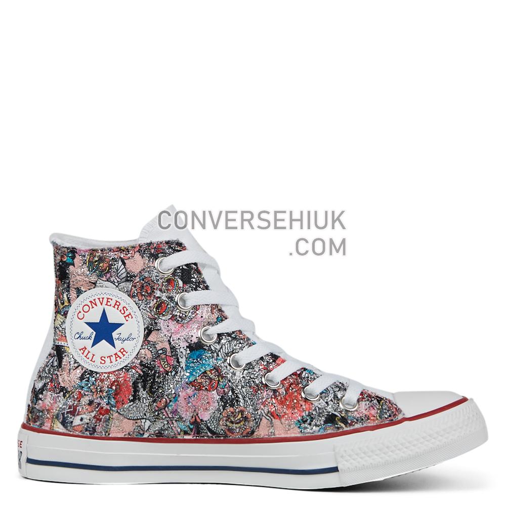 Converse Unisex Glitter Tattoo Chuck Taylor All Star High Top Lace Glitter Skull 167405C Shoes