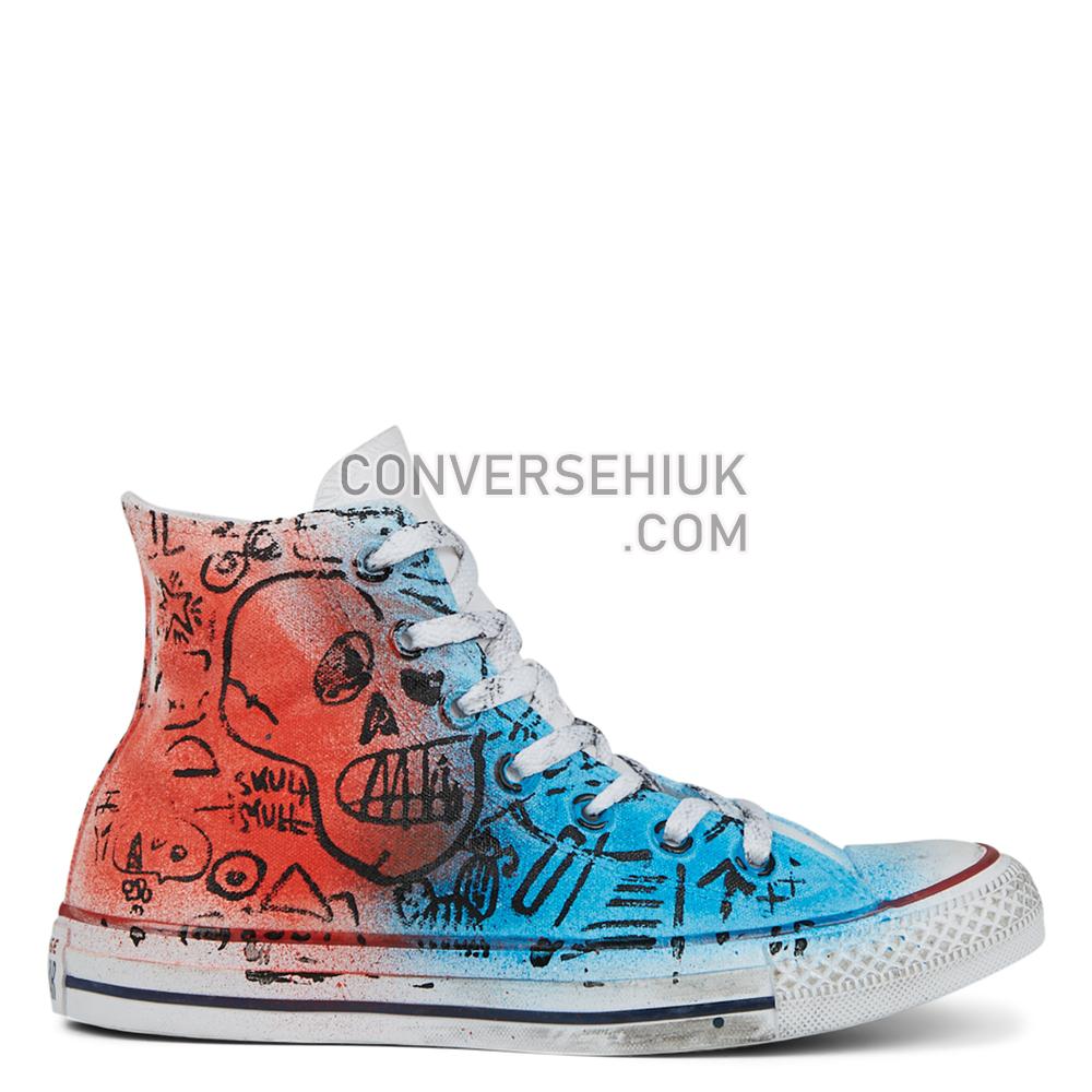 Converse Unisex Hand-Painted Graffiti Chuck Taylor All Star High Top Skull Graffiti 167398C Shoes