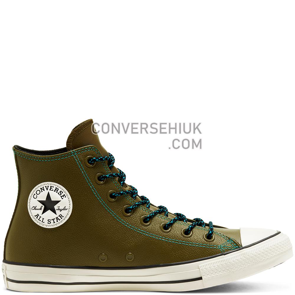 Converse Unisex Tumbled Leather Chuck Taylor All Star High Top Surplus Olive/turbo Green/egre 165957C Shoes