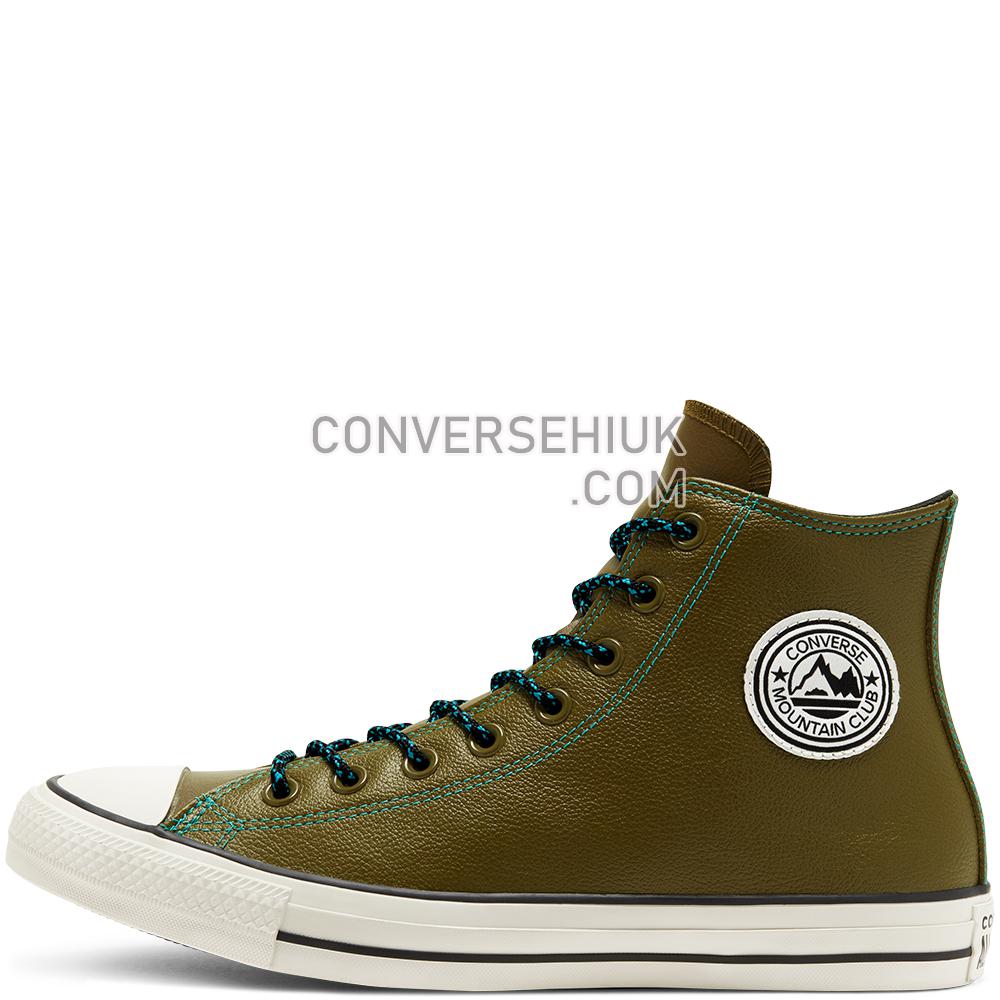 Converse Unisex Tumbled Leather Chuck Taylor All Star High Top Surplus Olive/turbo Green/egre 165957C Shoes