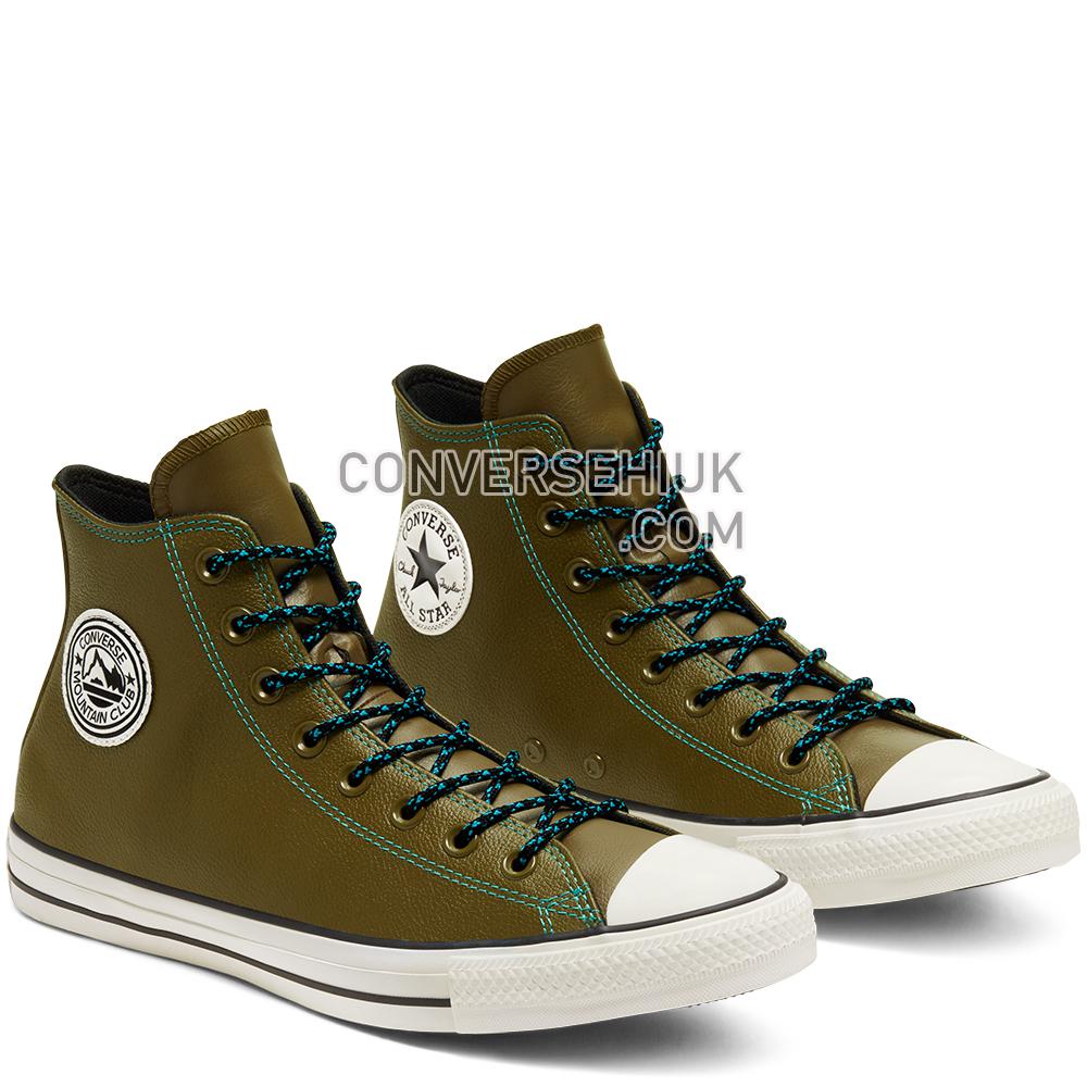 Converse Unisex Tumbled Leather Chuck Taylor All Star High Top Surplus Olive/turbo Green/egre 165957C Shoes