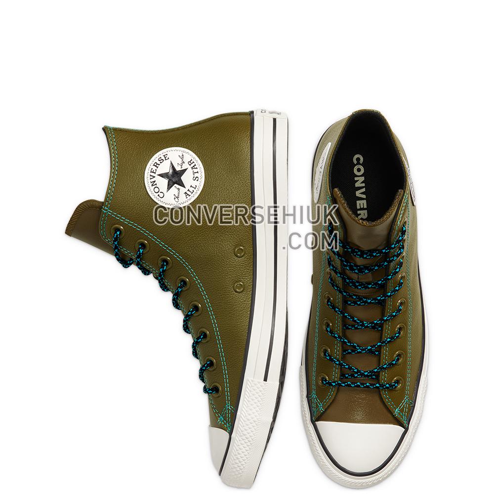 Converse Unisex Tumbled Leather Chuck Taylor All Star High Top Surplus Olive/turbo Green/egre 165957C Shoes