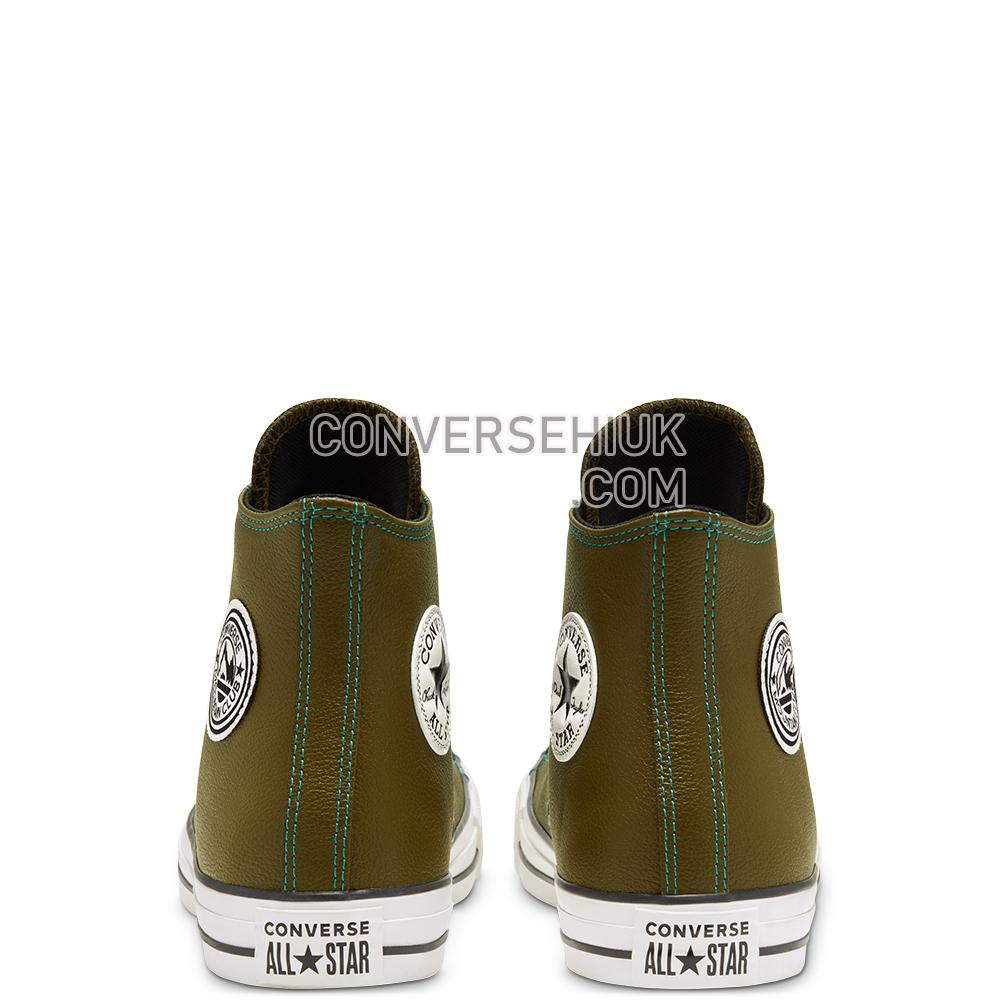 Converse Unisex Tumbled Leather Chuck Taylor All Star High Top Surplus Olive/turbo Green/egre 165957C Shoes