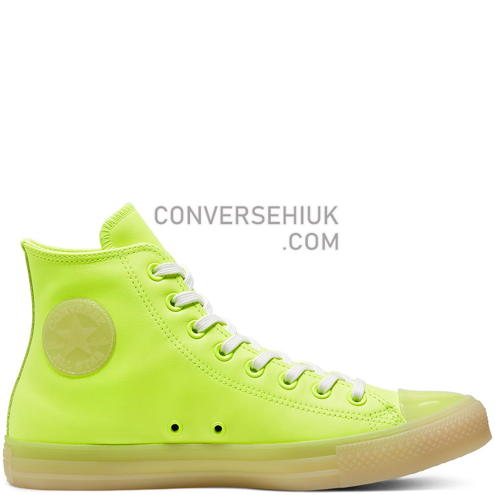 Converse Unisex Neon Leather Chuck Taylor All Star High Top Volt/vintage White 166567C Shoes