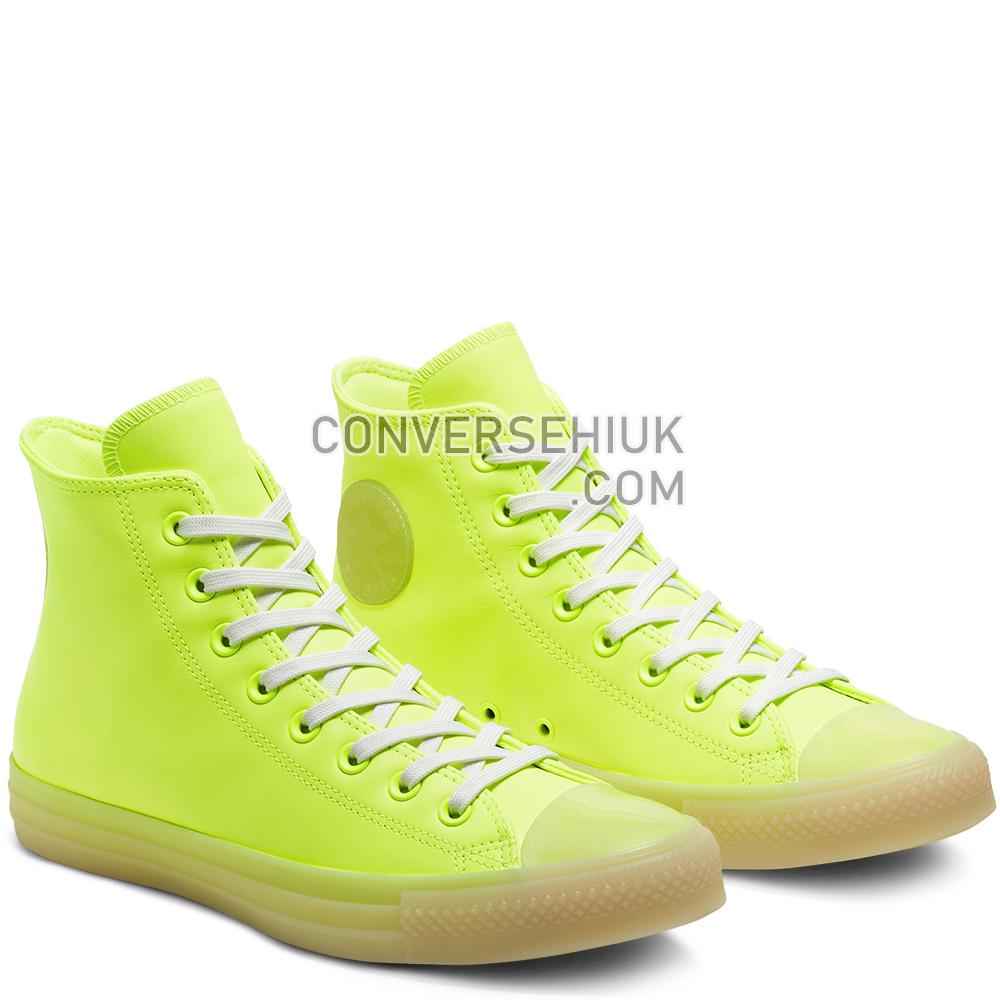 Converse Unisex Neon Leather Chuck Taylor All Star High Top Volt/vintage White 166567C Shoes