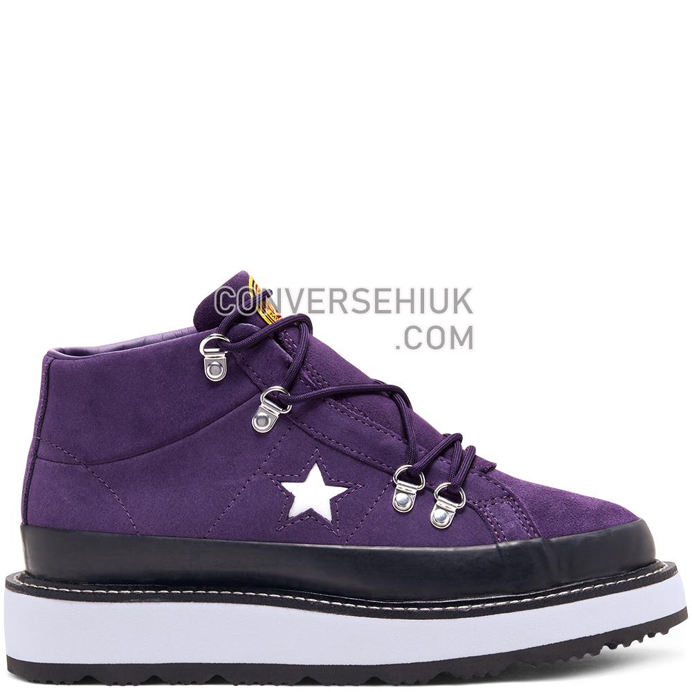 Converse Womens Fleece-Lined Boot One Star Mid Grand Purple/black/white 566162C Shoes