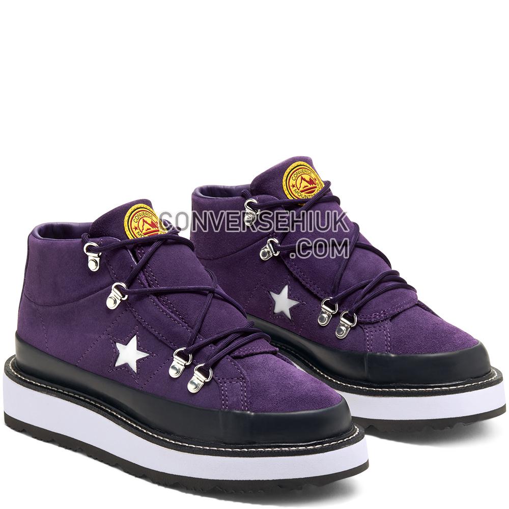 Converse Womens Fleece-Lined Boot One Star Mid Grand Purple/black/white 566162C Shoes