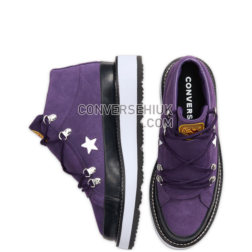 Converse Womens Fleece-Lined Boot One Star Mid Grand Purple/black/white 566162C Shoes