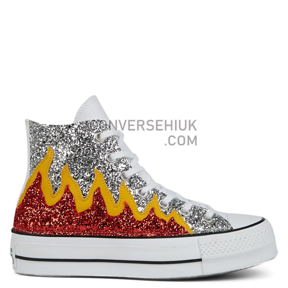 Converse Glitter Flames Platform Chuck Taylor All Star High Top Flame Glitter 567395C Shoes