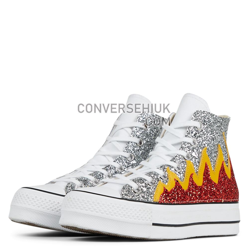 Converse Glitter Flames Platform Chuck Taylor All Star High Top Flame Glitter 567395C Shoes