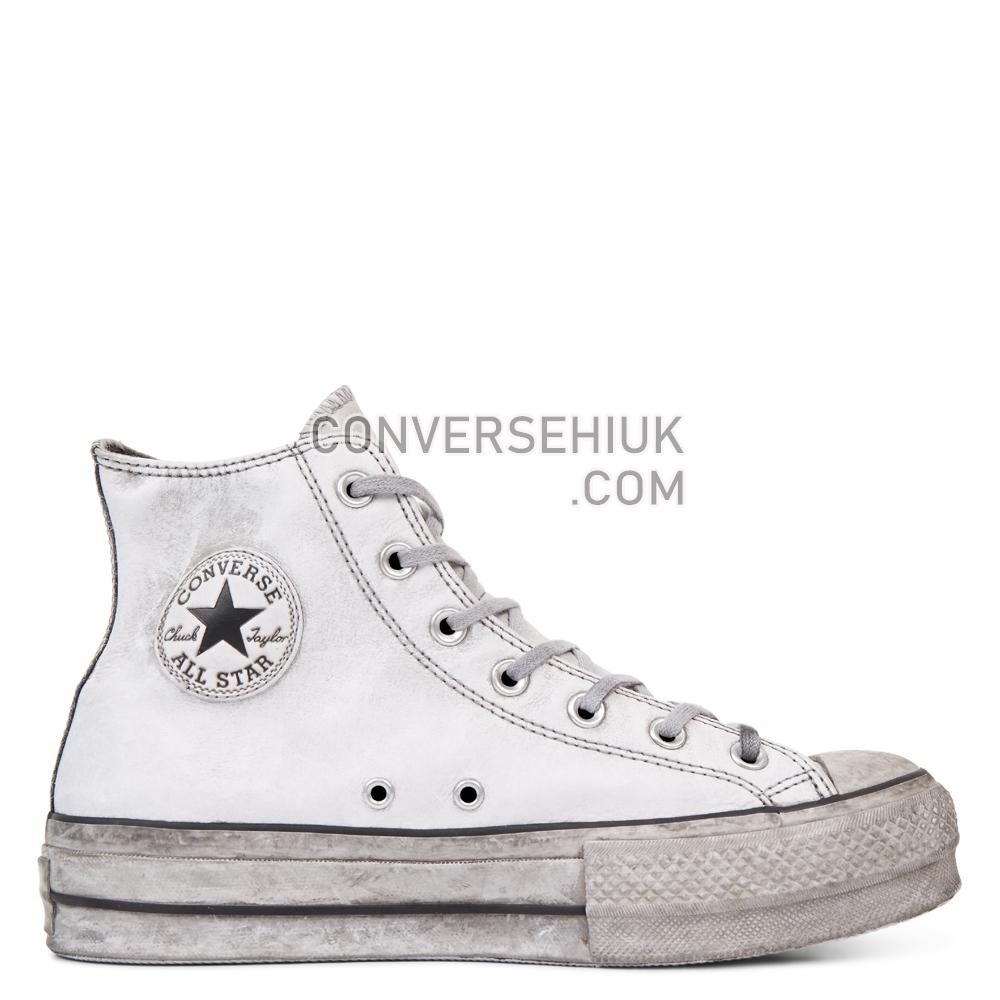 Converse Chuck Taylor All Star Leather Smoke Platform High Top White/white Smoke In 562909C Shoes