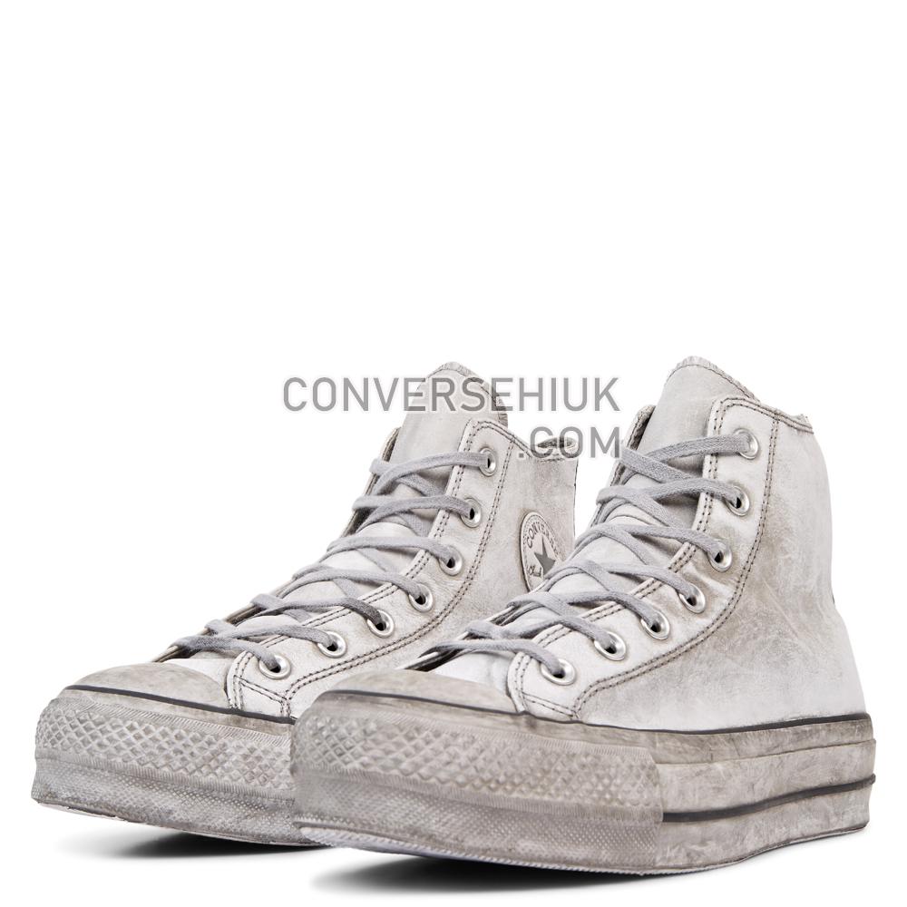 Converse Chuck Taylor All Star Leather Smoke Platform High Top White/white Smoke In 562909C Shoes