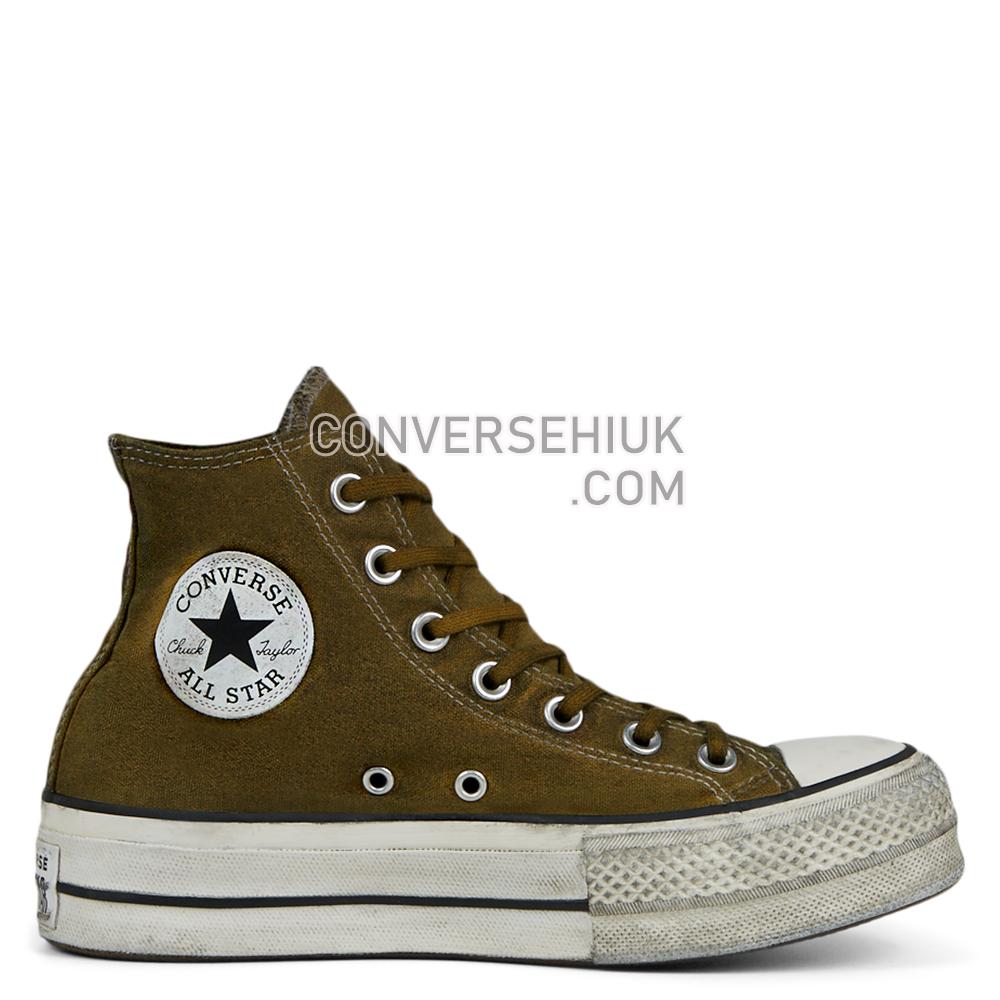 Converse Womens Distressed Colour Platform Chuck Taylor All Star High Top Rust Green 567384C Shoes