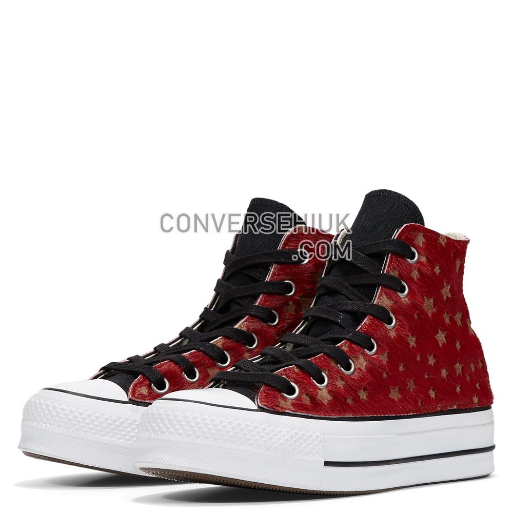 Converse Womens Metallic Fur Chuck Taylor All Star Platform High Top Black/maroon Stars Fur 566465C Shoes