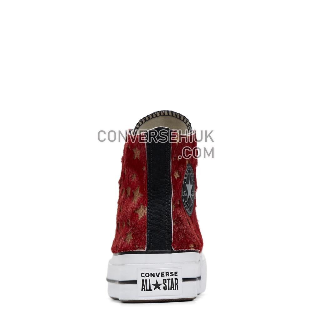 Converse Womens Metallic Fur Chuck Taylor All Star Platform High Top Black/maroon Stars Fur 566465C Shoes