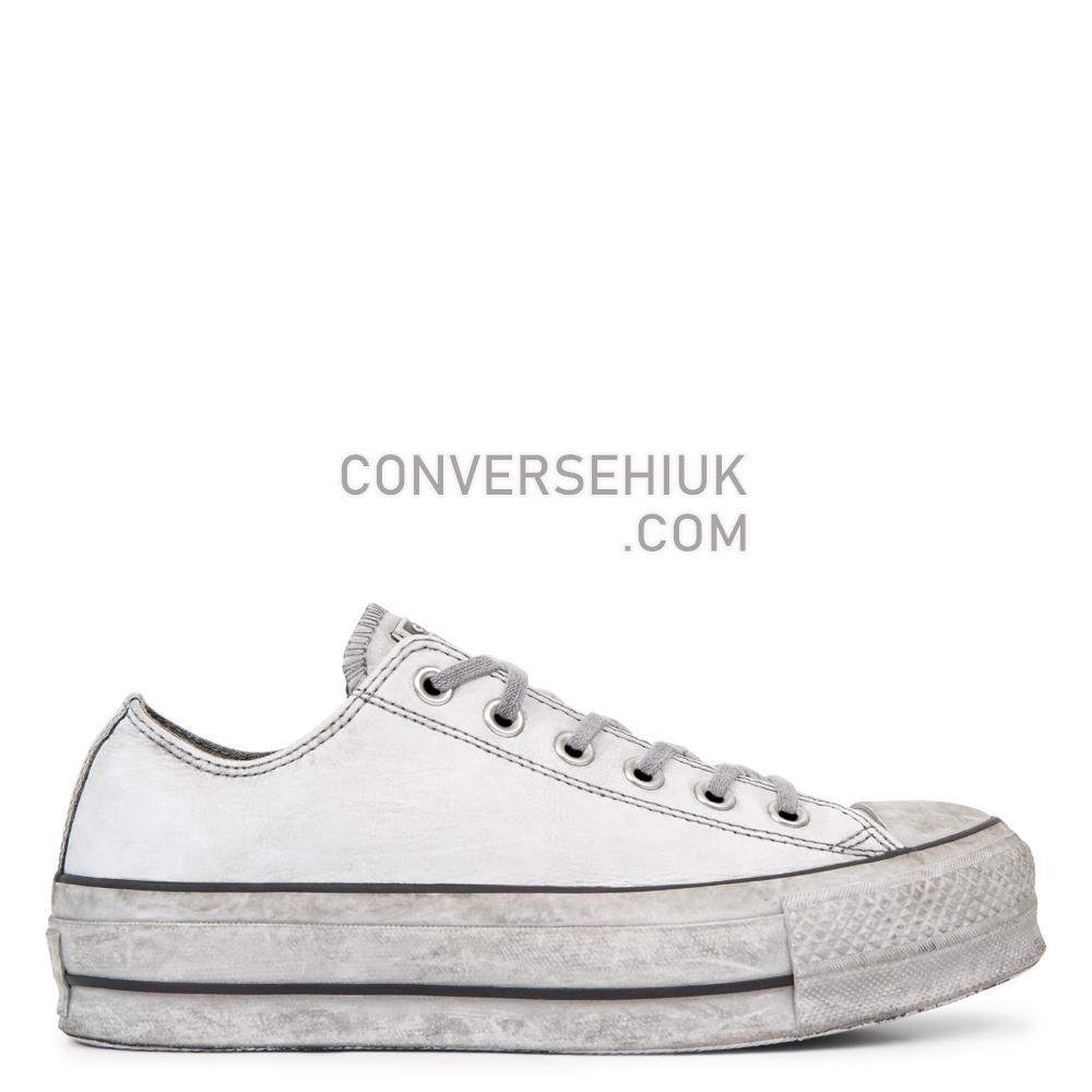 Converse Chuck Taylor All Star Leather Smoke Platform Low Top White/white Smoke In 562911C Shoes