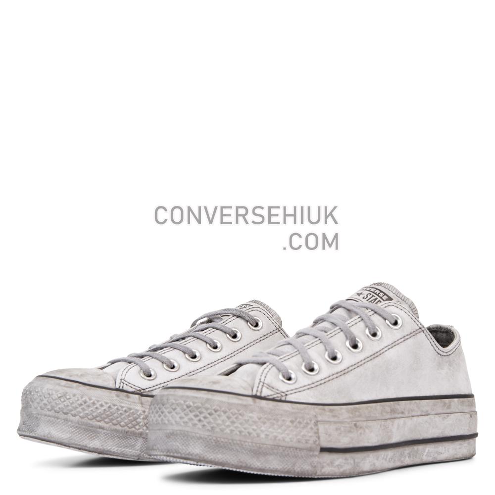 Converse Chuck Taylor All Star Leather Smoke Platform Low Top White/white Smoke In 562911C Shoes