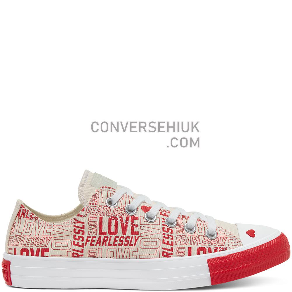 Converse Womens Love Fearlessly Chuck Taylor All Star Low Top Shoe Egret/university Red/white 567311C Shoes