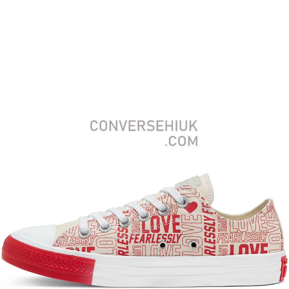 Converse Womens Love Fearlessly Chuck Taylor All Star Low Top Shoe Egret/university Red/white 567311C Shoes