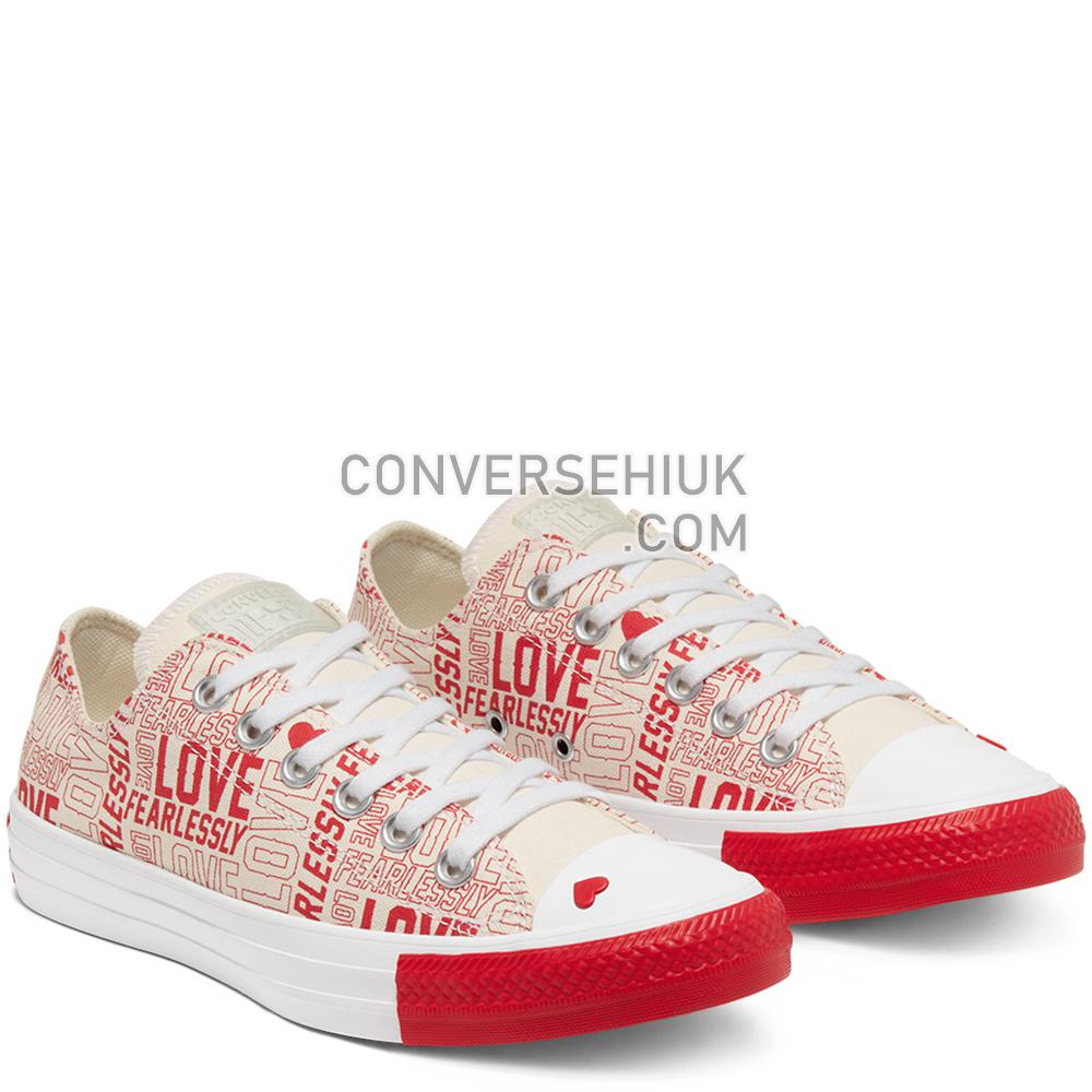 Converse Womens Love Fearlessly Chuck Taylor All Star Low Top Shoe Egret/university Red/white 567311C Shoes