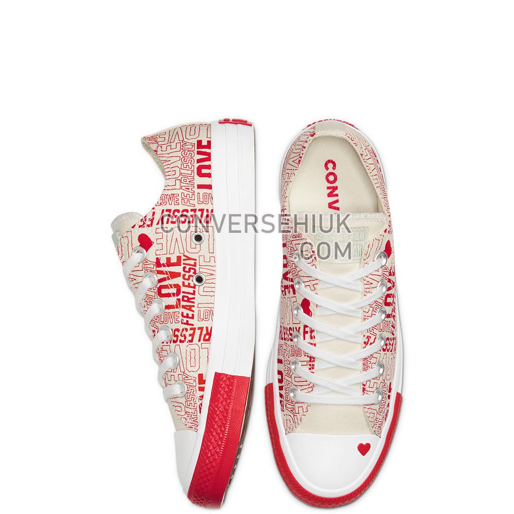 Converse Womens Love Fearlessly Chuck Taylor All Star Low Top Shoe Egret/university Red/white 567311C Shoes