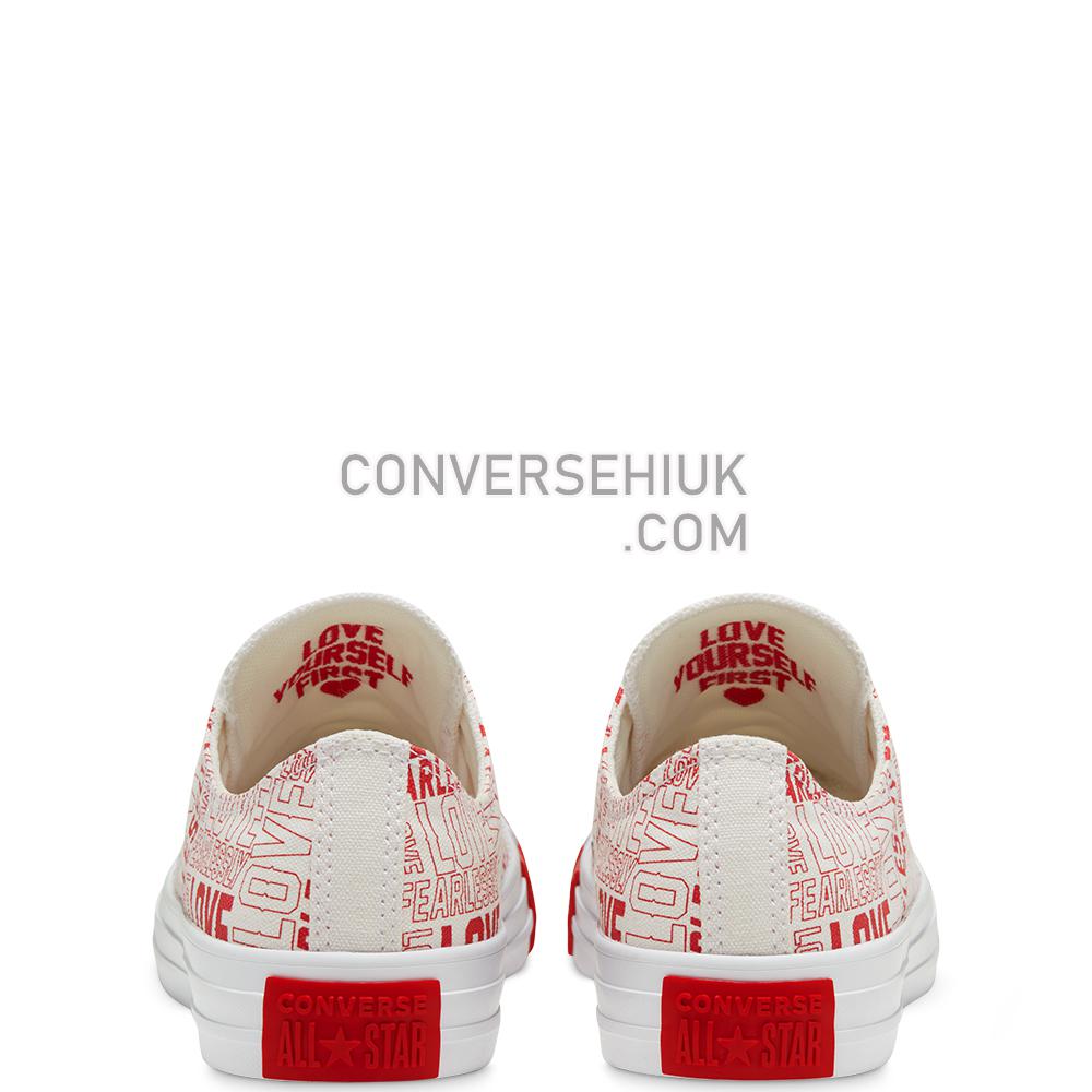 Converse Womens Love Fearlessly Chuck Taylor All Star Low Top Shoe Egret/university Red/white 567311C Shoes