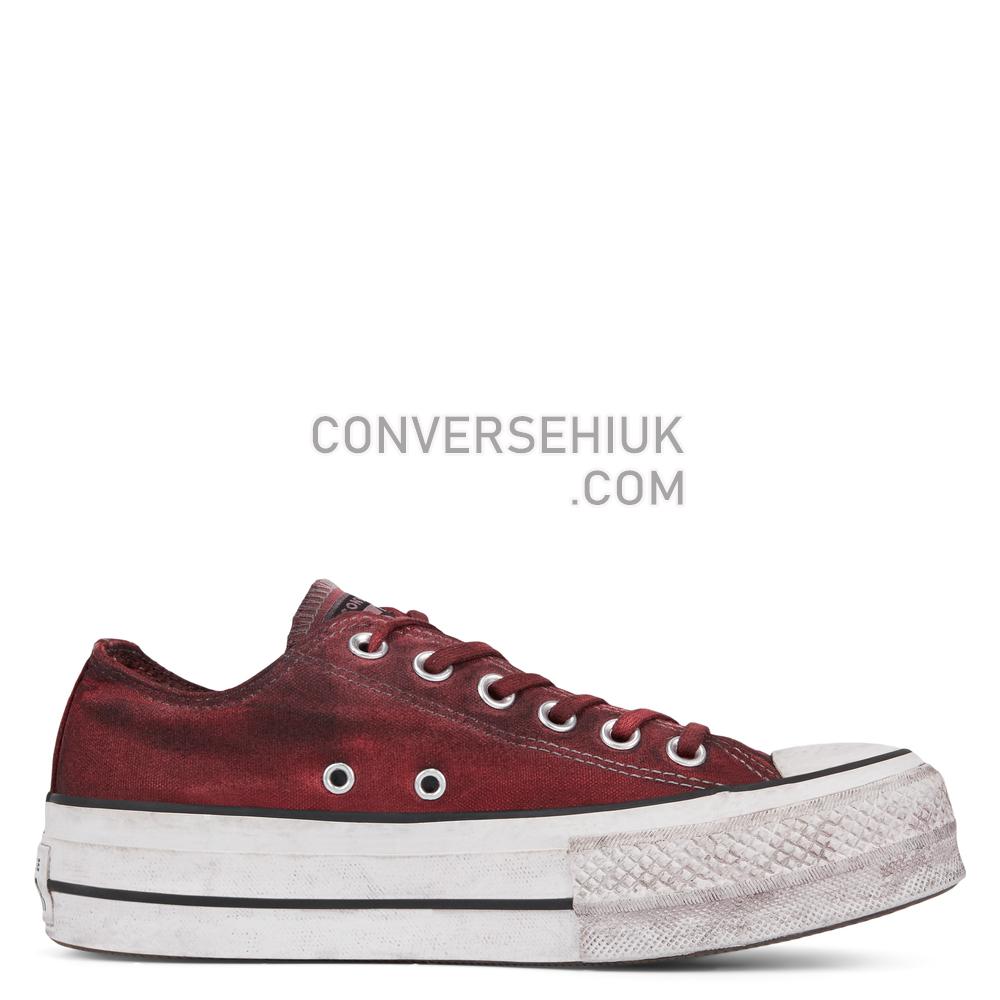 Converse Womens Italian Crafted Dye Chuck Taylor All Star Platform Low Top White/ Rust Maroon 566471C Shoes