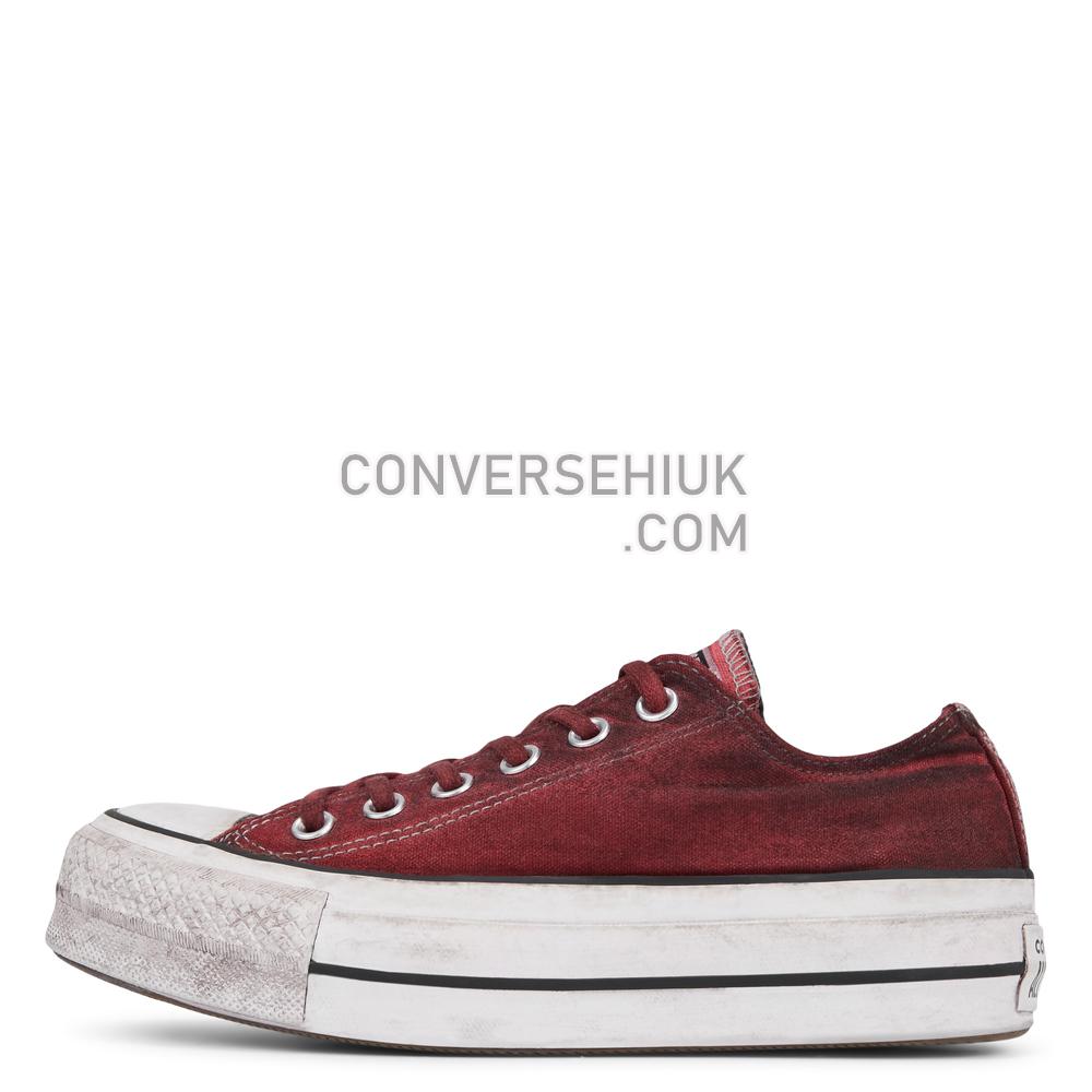 Converse Womens Italian Crafted Dye Chuck Taylor All Star Platform Low Top White/ Rust Maroon 566471C Shoes