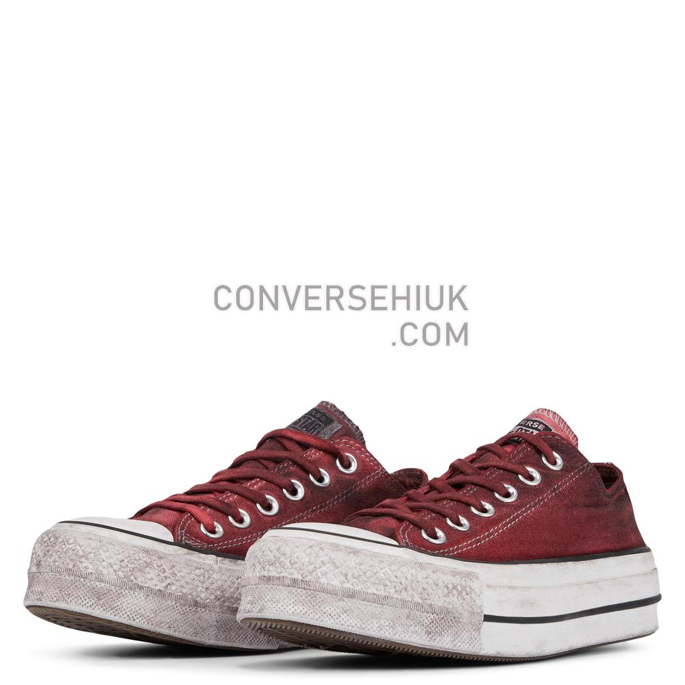 Converse Womens Italian Crafted Dye Chuck Taylor All Star Platform Low Top White/ Rust Maroon 566471C Shoes