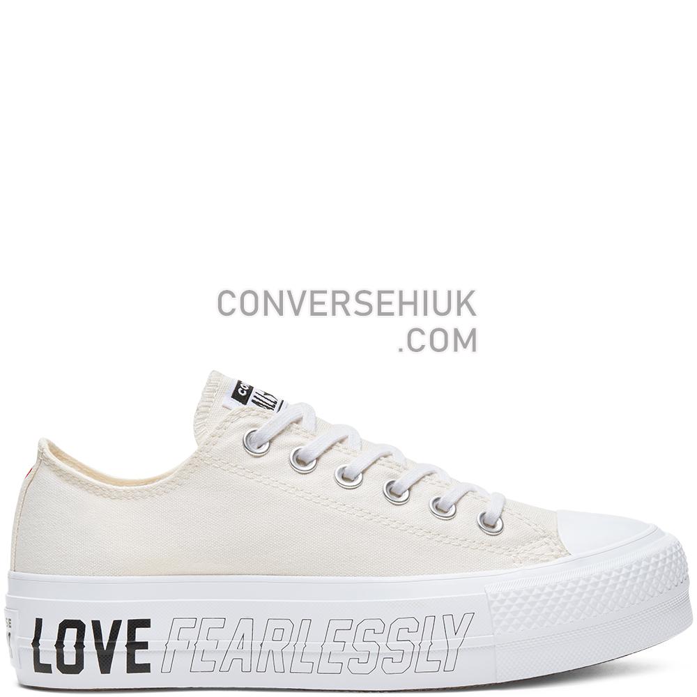 Converse Womens Love Fearlessly Platform Chuck Taylor All Star Low Top Shoe Egret/white/black 567312C Shoes