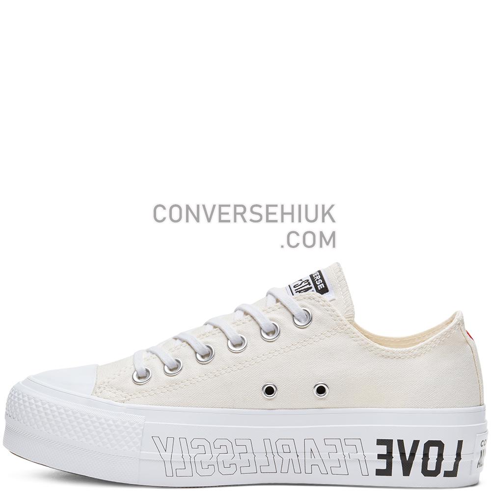 Converse Womens Love Fearlessly Platform Chuck Taylor All Star Low Top Shoe Egret/white/black 567312C Shoes