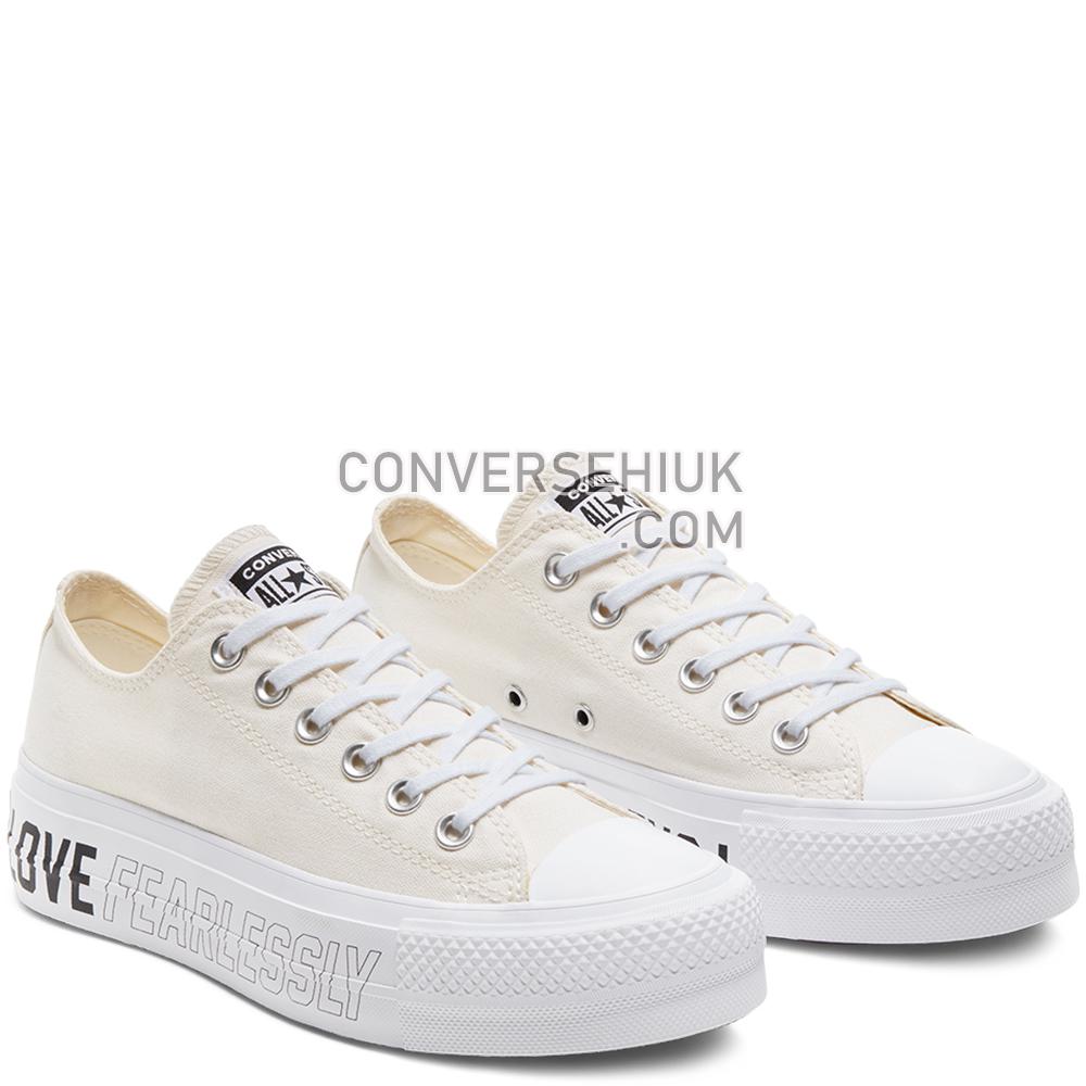 Converse Womens Love Fearlessly Platform Chuck Taylor All Star Low Top Shoe Egret/white/black 567312C Shoes