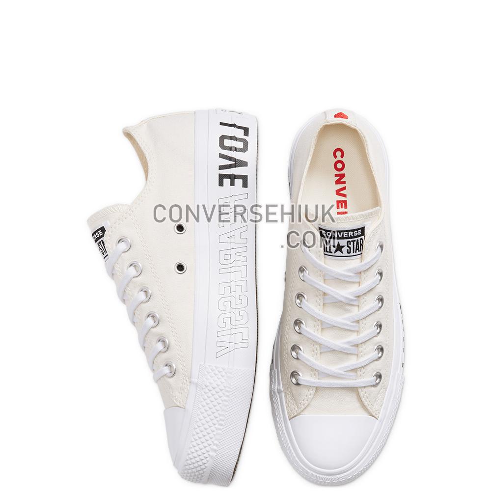 Converse Womens Love Fearlessly Platform Chuck Taylor All Star Low Top Shoe Egret/white/black 567312C Shoes