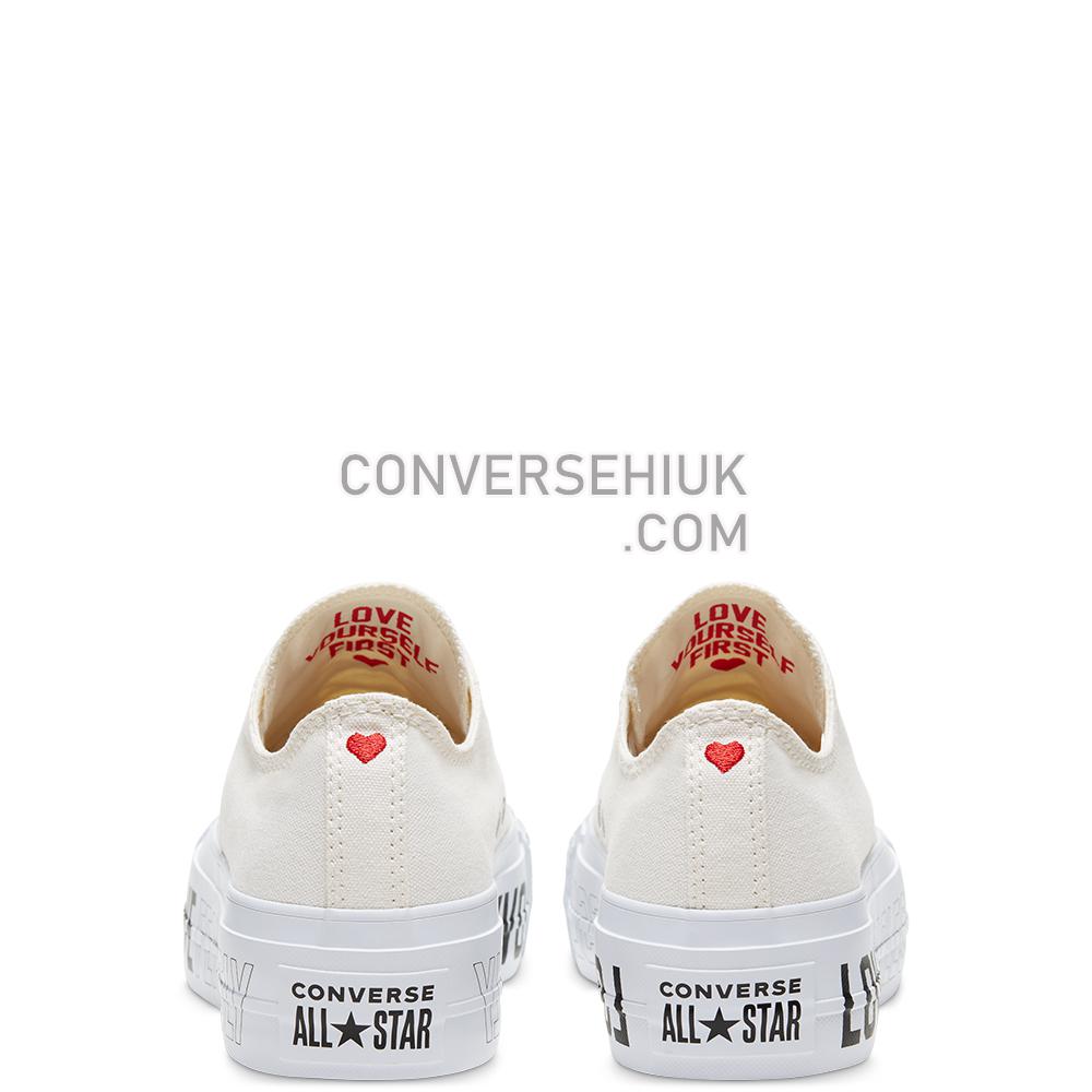 Converse Womens Love Fearlessly Platform Chuck Taylor All Star Low Top Shoe Egret/white/black 567312C Shoes