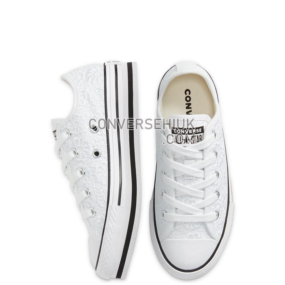 Converse Older Daisy Crochet Platform Chuck Taylor All Star Low Top White/white/black 668933C Shoes