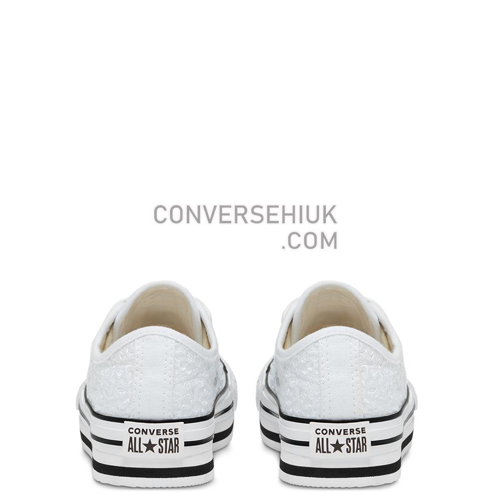 Converse Older Daisy Crochet Platform Chuck Taylor All Star Low Top White/white/black 668933C Shoes