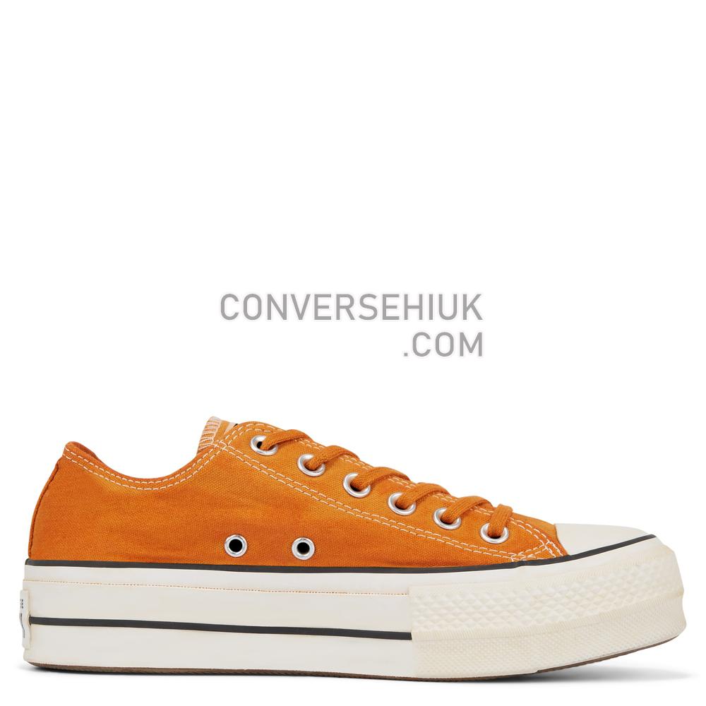 Converse Womens Italian Crafted Dye Chuck Taylor All Star Platform Low Top White/ Pumpkin Dyed 566470C Shoes